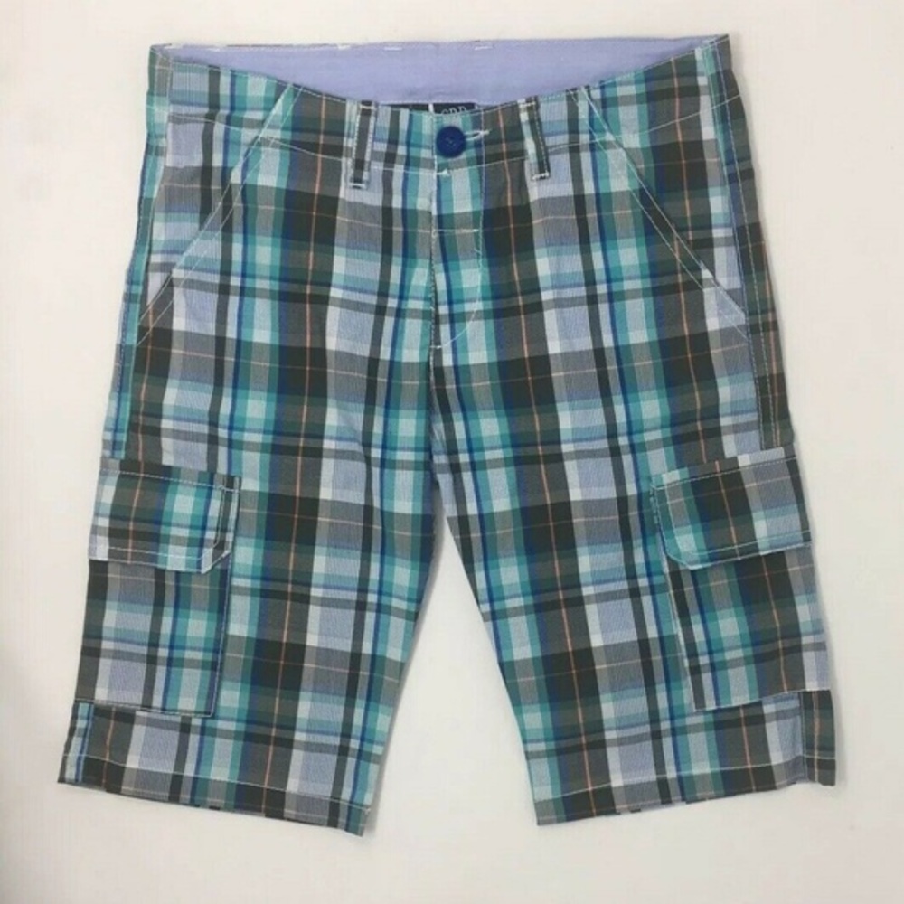 Girandola Toddler Boys Plaid Blue Green Shorts